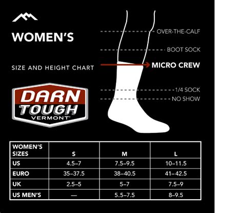 darn tough sock size guide